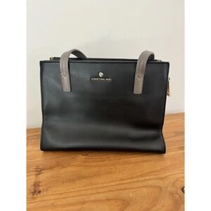 Spartina 449 Black Leather Herringbone Tassel Tote Handbag